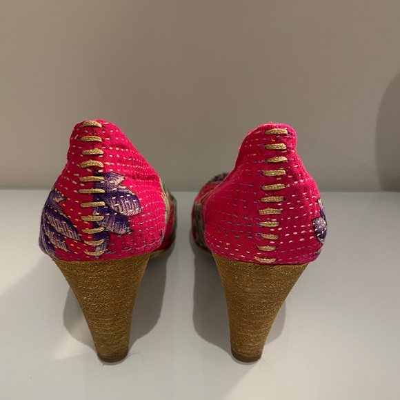 Terra Plana Hot Pink Unique Recycled High Heel Shoes Size 39 - Picture 3 of 8